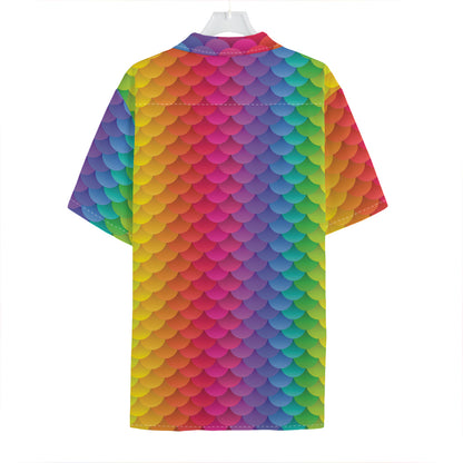 Rainbow Mermaid Scale Pattern Print Hawaiian Shirt