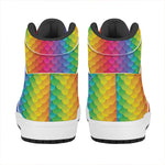 Rainbow Mermaid Scale Pattern Print High Top Leather Sneakers