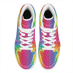 Rainbow Mermaid Scale Pattern Print High Top Leather Sneakers