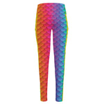 Rainbow Mermaid Scale Pattern Print High-Waisted Pocket Leggings