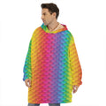 Rainbow Mermaid Scale Pattern Print Hoodie Blanket