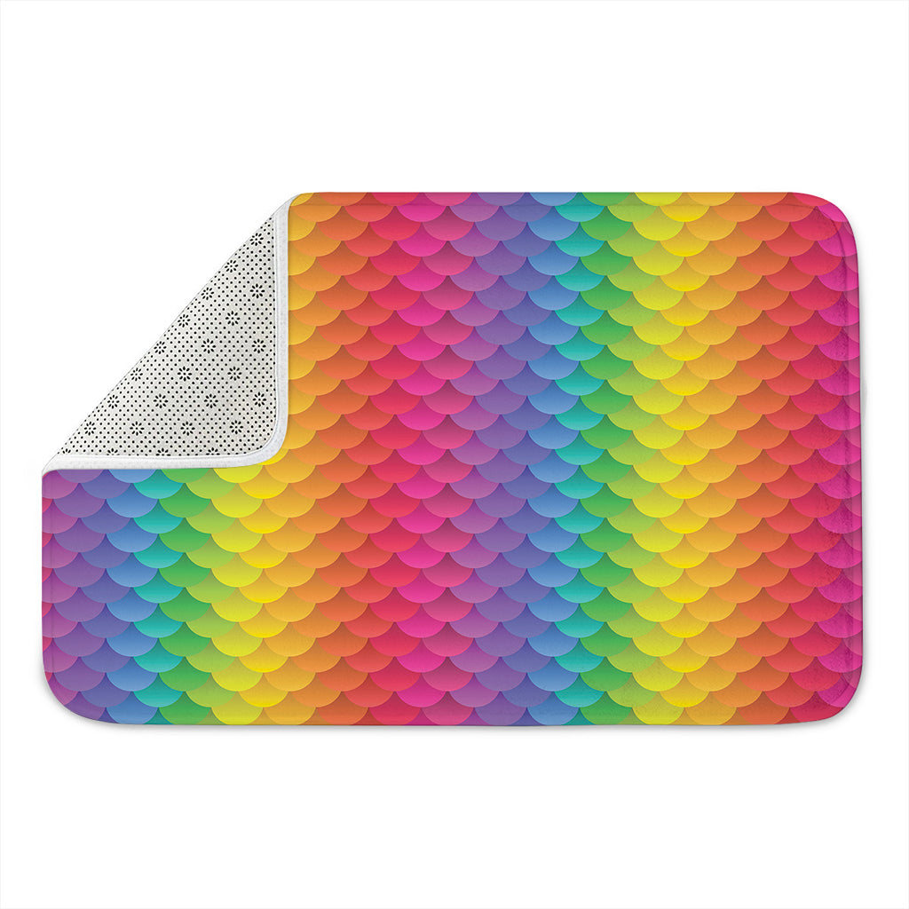 Rainbow Mermaid Scale Pattern Print Indoor Door Mat