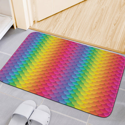 Rainbow Mermaid Scale Pattern Print Indoor Door Mat