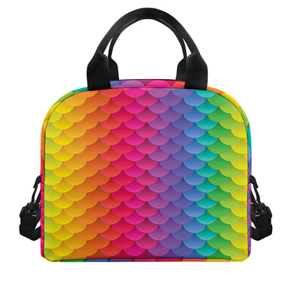 Rainbow Mermaid Scale Pattern Print Insulated Lunch Bag