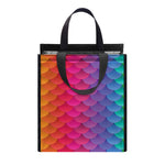 Rainbow Mermaid Scale Pattern Print Insulated Lunch Tote