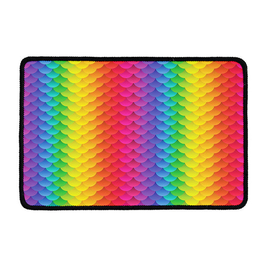 Rainbow Mermaid Scale Pattern Print Kitchen Mat
