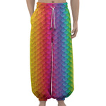 Rainbow Mermaid Scale Pattern Print Lantern Pants