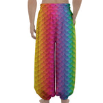 Rainbow Mermaid Scale Pattern Print Lantern Pants
