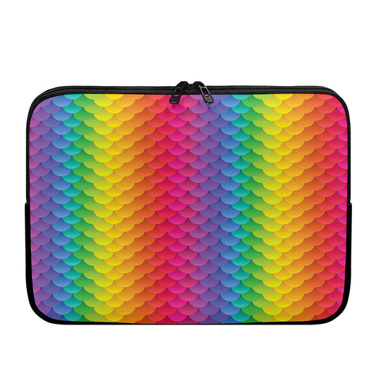 Rainbow Mermaid Scale Pattern Print Laptop Sleeve