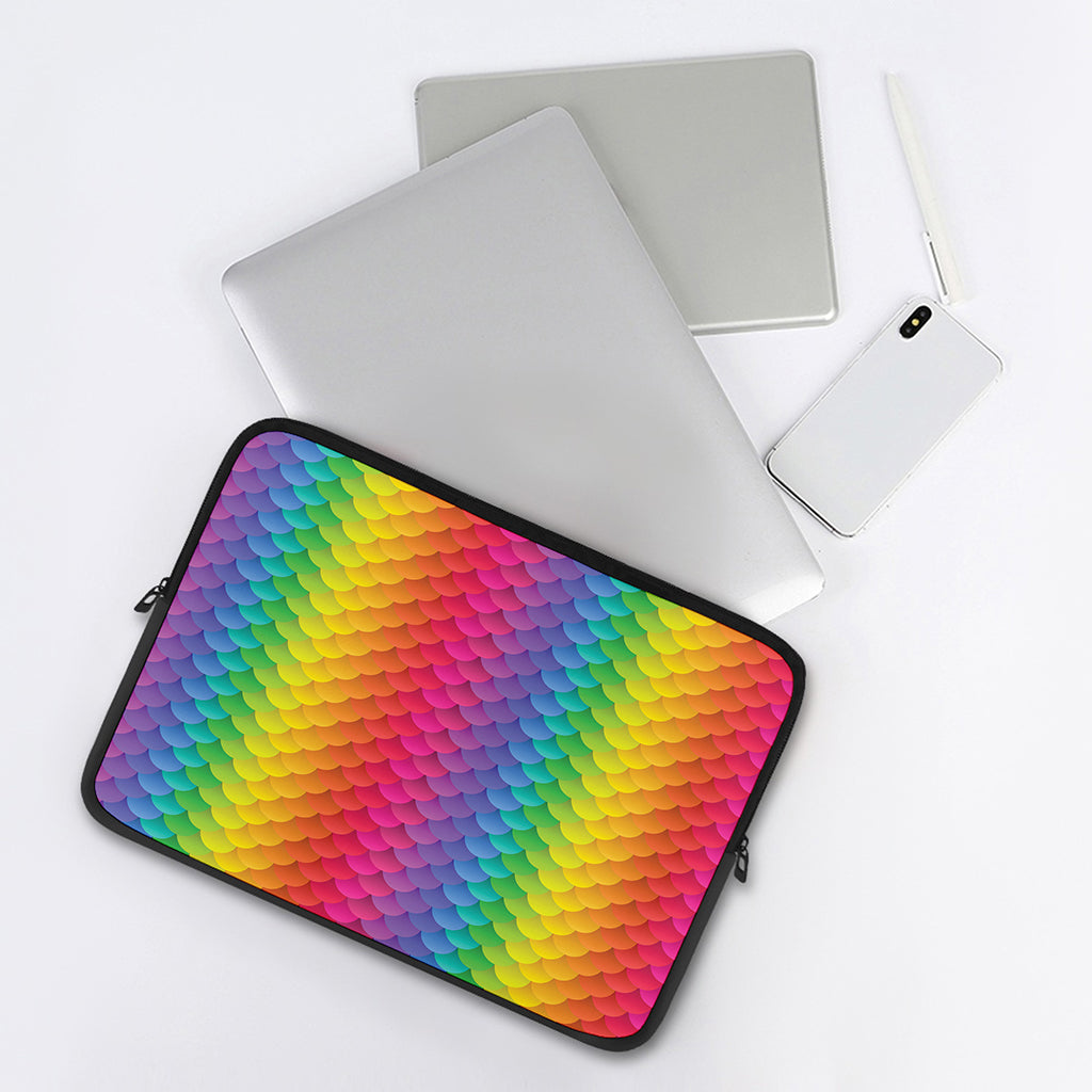 Rainbow Mermaid Scale Pattern Print Laptop Sleeve