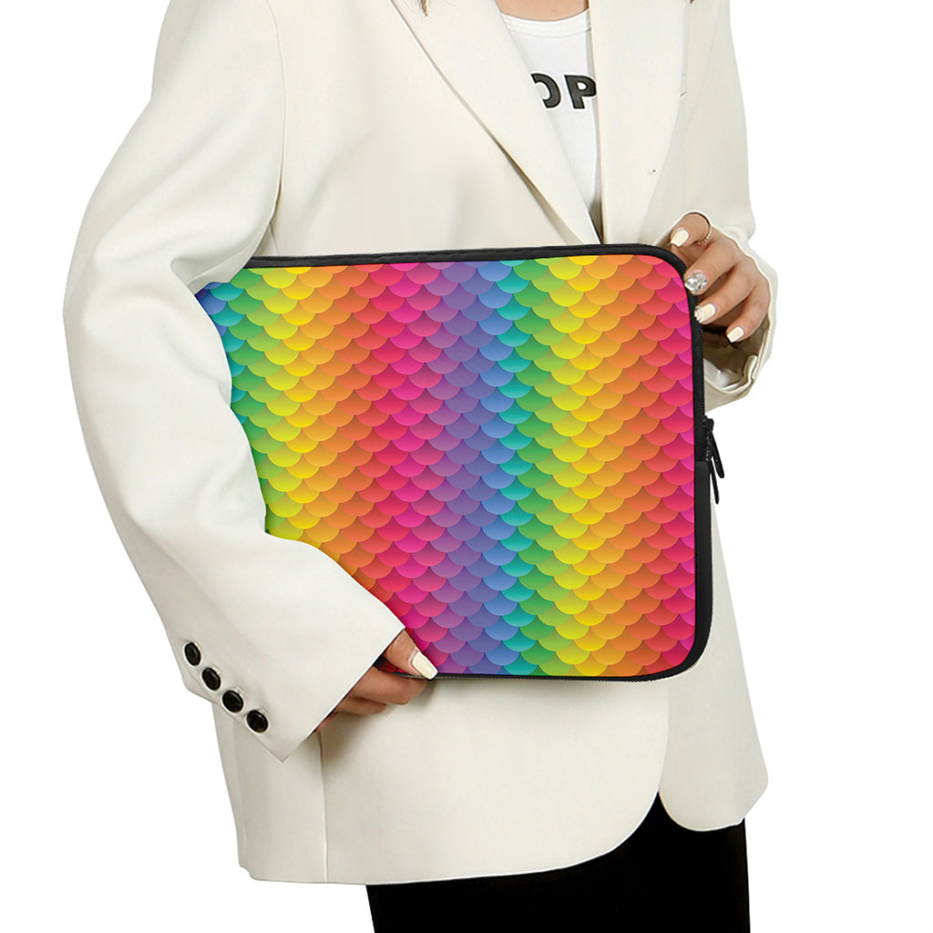 Rainbow Mermaid Scale Pattern Print Laptop Sleeve