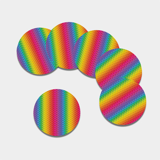 Rainbow Mermaid Scale Pattern Print Leather Coaster Set