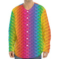 Rainbow Mermaid Scale Pattern Print Long Sleeve Baseball Jersey