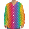 Rainbow Mermaid Scale Pattern Print Long Sleeve Baseball Jersey