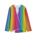 Rainbow Mermaid Scale Pattern Print Long Sleeve Short Coat