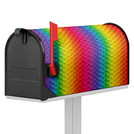 Rainbow Mermaid Scale Pattern Print Mailbox Cover