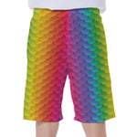 Rainbow Mermaid Scale Pattern Print Men's Beach Shorts