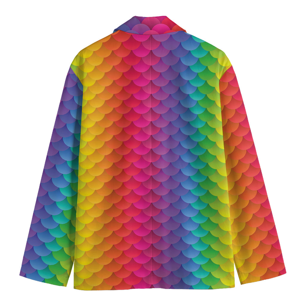 Rainbow Mermaid Scale Pattern Print Men's Blazer