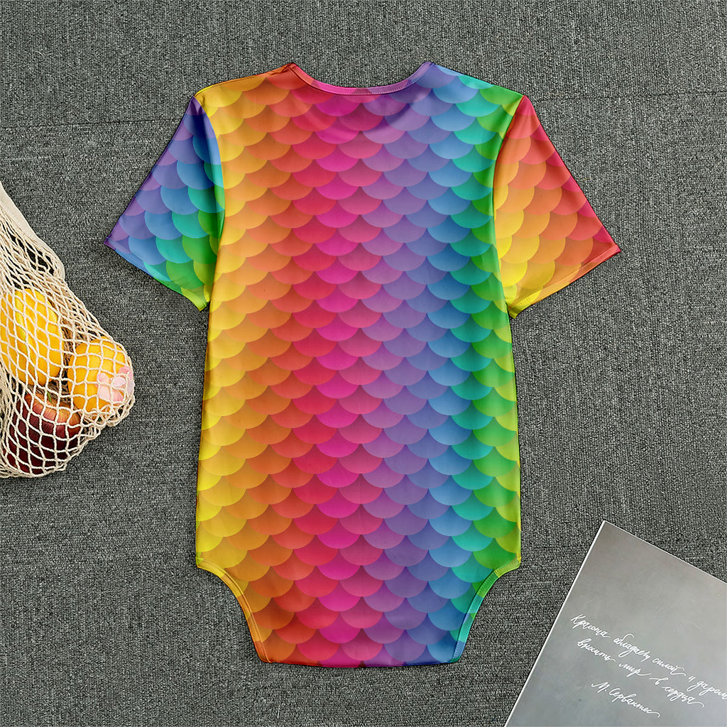 Rainbow Mermaid Scale Pattern Print Men's Bodysuit