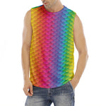 Rainbow Mermaid Scale Pattern Print Men's Fitness Tank Top