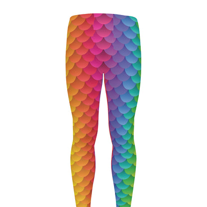 Rainbow Mermaid Scale Pattern Print Men's leggings