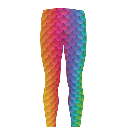 Rainbow Mermaid Scale Pattern Print Men's leggings
