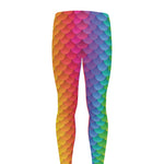 Rainbow Mermaid Scale Pattern Print Men's leggings