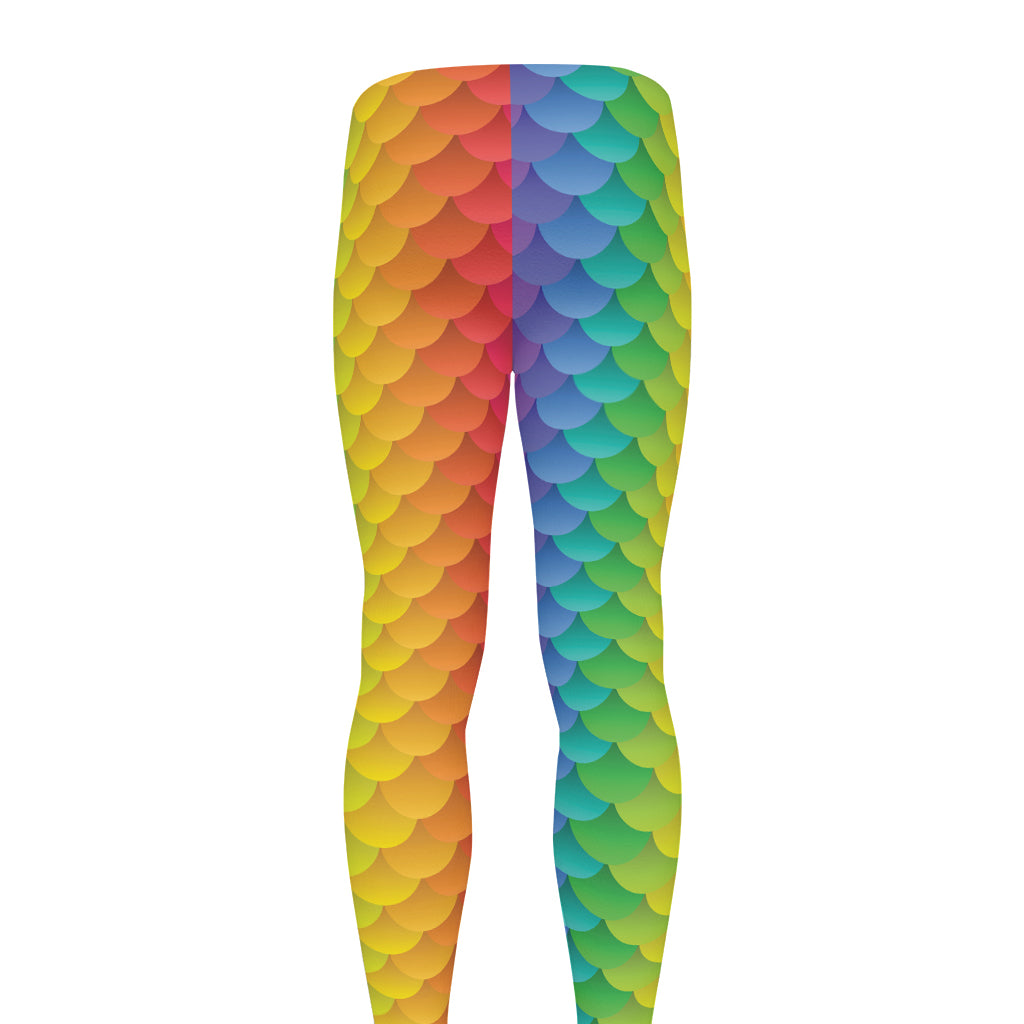 Rainbow Mermaid Scale Pattern Print Men's leggings