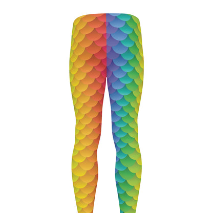 Rainbow Mermaid Scale Pattern Print Men's leggings