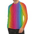 Rainbow Mermaid Scale Pattern Print Men's Long Sleeve Rash Guard