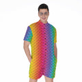 Rainbow Mermaid Scale Pattern Print Men's Romper