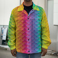 Rainbow Mermaid Scale Pattern Print Men's Shirt Jacket