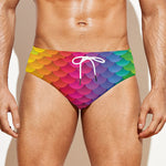 Rainbow Mermaid Scale Pattern Print Men's Swim Briefs