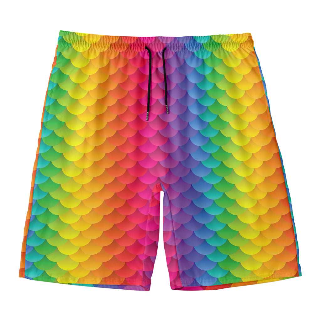 Rainbow Mermaid Scale Pattern Print Men's Swim Trunks