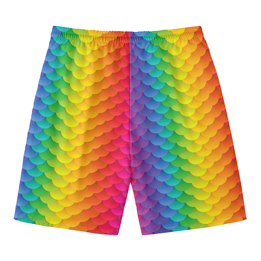 Rainbow Mermaid Scale Pattern Print Men's Swim Trunks