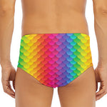 Rainbow Mermaid Scale Pattern Print Men's Triangle Swim Briefs