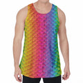 Rainbow Mermaid Scale Pattern Print Men's Velvet Tank Top