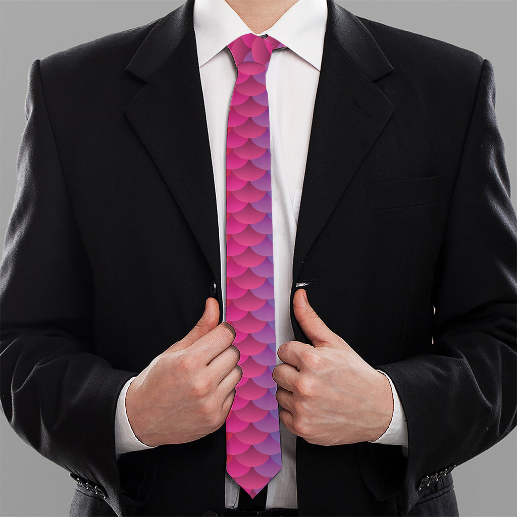 Rainbow Mermaid Scale Pattern Print Necktie