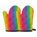 Rainbow Mermaid Scale Pattern Print Oven Mitts