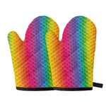 Rainbow Mermaid Scale Pattern Print Oven Mitts