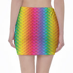 Rainbow Mermaid Scale Pattern Print Pencil Mini Skirt