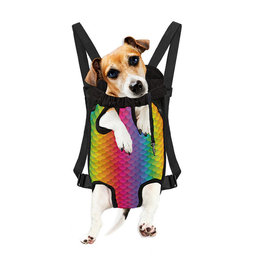 Rainbow Mermaid Scale Pattern Print Pet Carrier Backpack