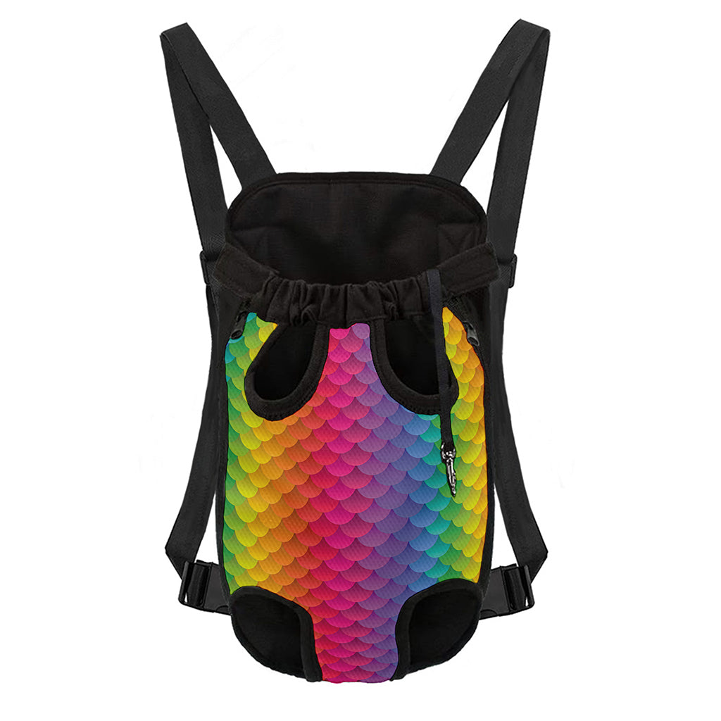 Rainbow Mermaid Scale Pattern Print Pet Carrier Backpack