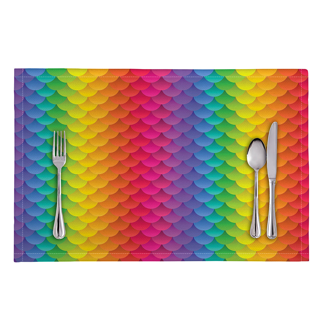 Rainbow Mermaid Scale Pattern Print Placemat