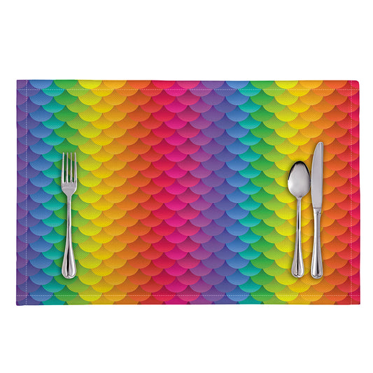 Rainbow Mermaid Scale Pattern Print Placemat