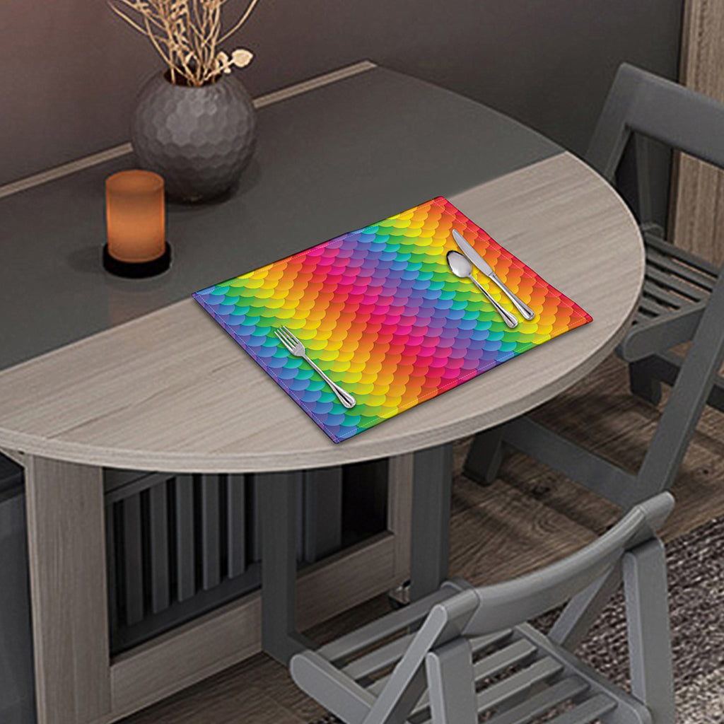 Rainbow Mermaid Scale Pattern Print Placemat