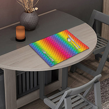 Rainbow Mermaid Scale Pattern Print Placemat