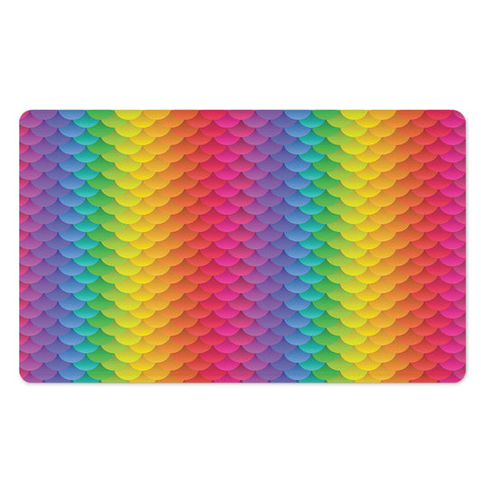 Rainbow Mermaid Scale Pattern Print Polyester Doormat