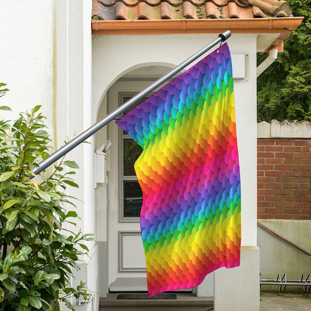 Rainbow Mermaid Scale Pattern Print Polyester Flag