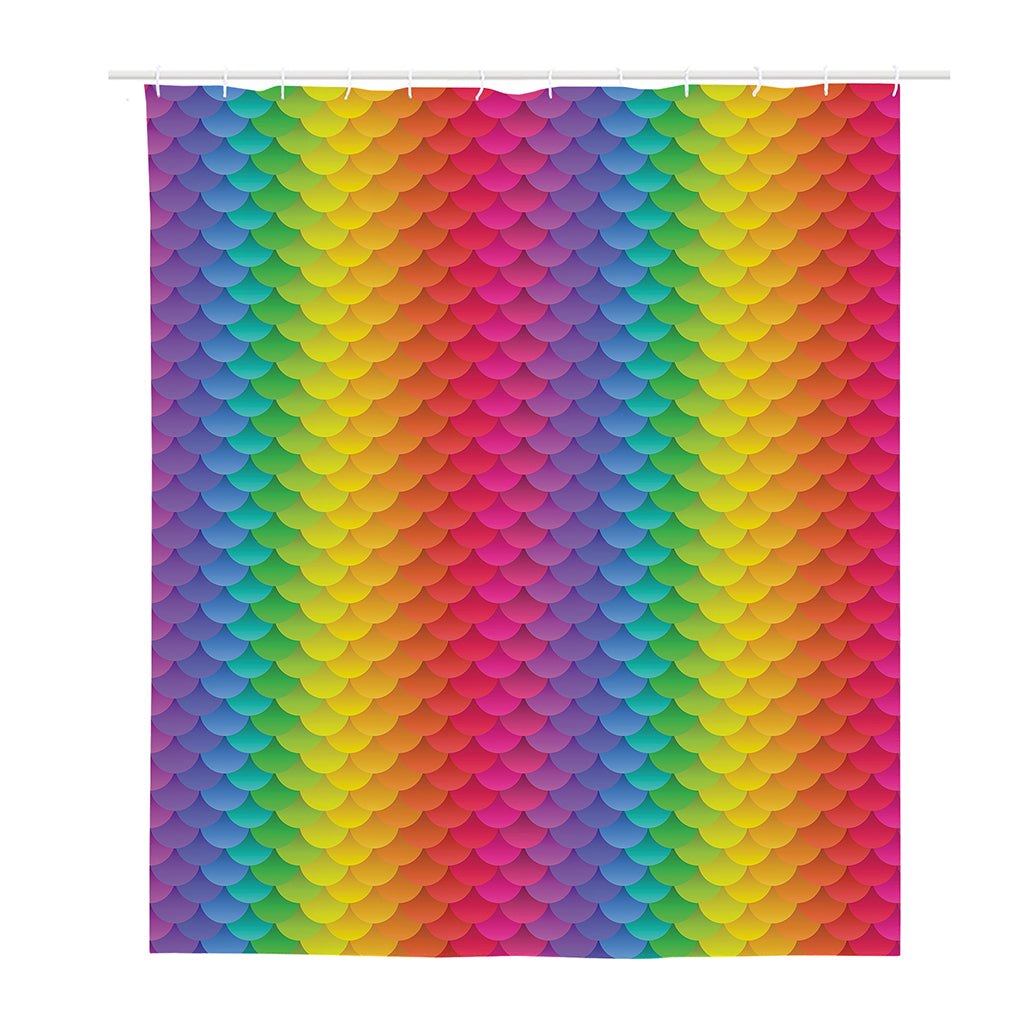 Rainbow Mermaid Scale Pattern Print Polyester Shower Curtain